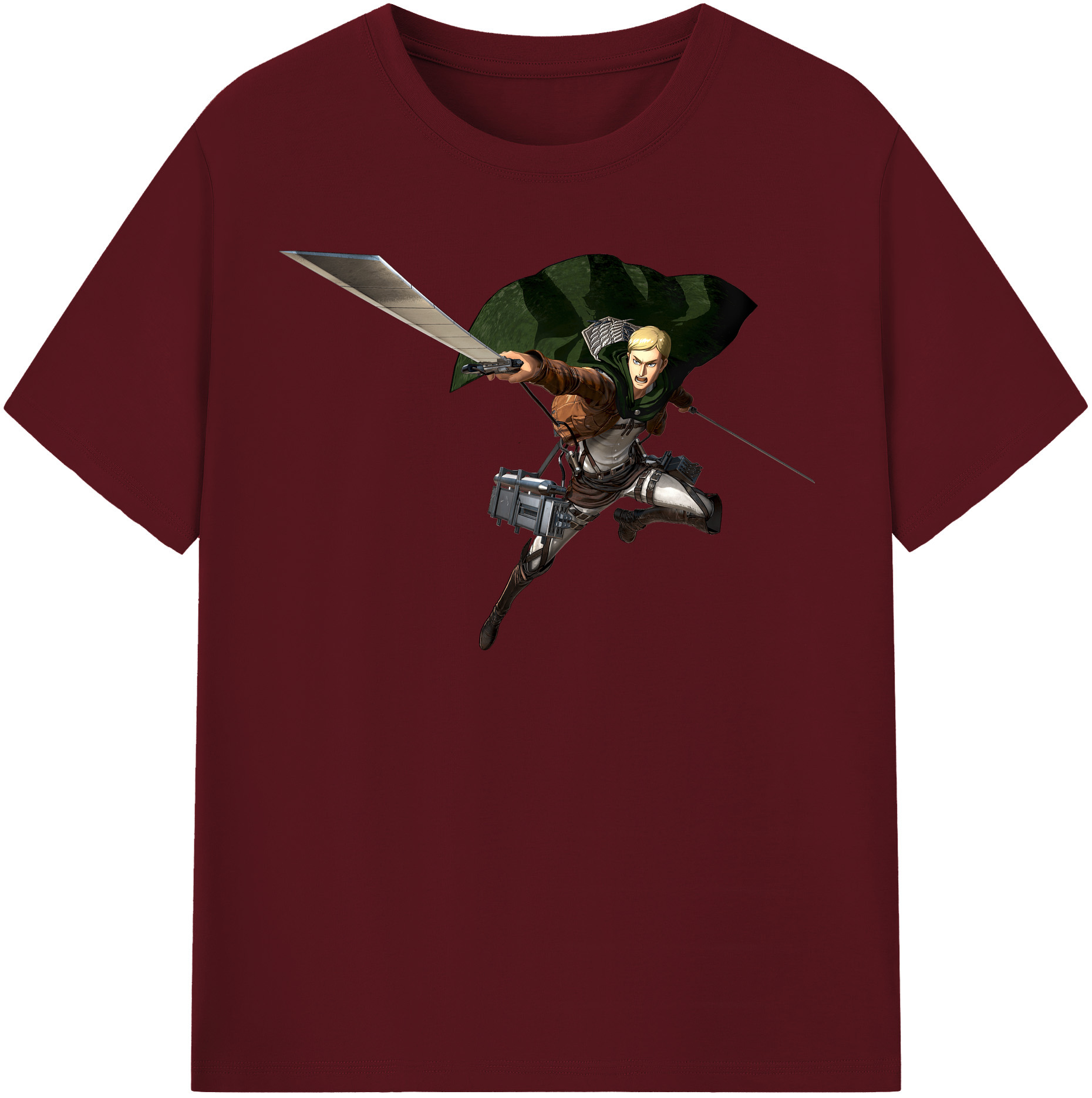 （画像用） 進撃の巨人 エルヴィン・スミス Attack on Titan Erwin Smith 綿100％半袖Tシャツ（フロントプリント）
